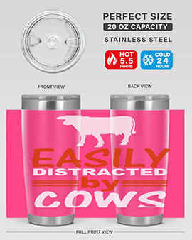 easily distracted by cows Style 4#- cow- Tumbler