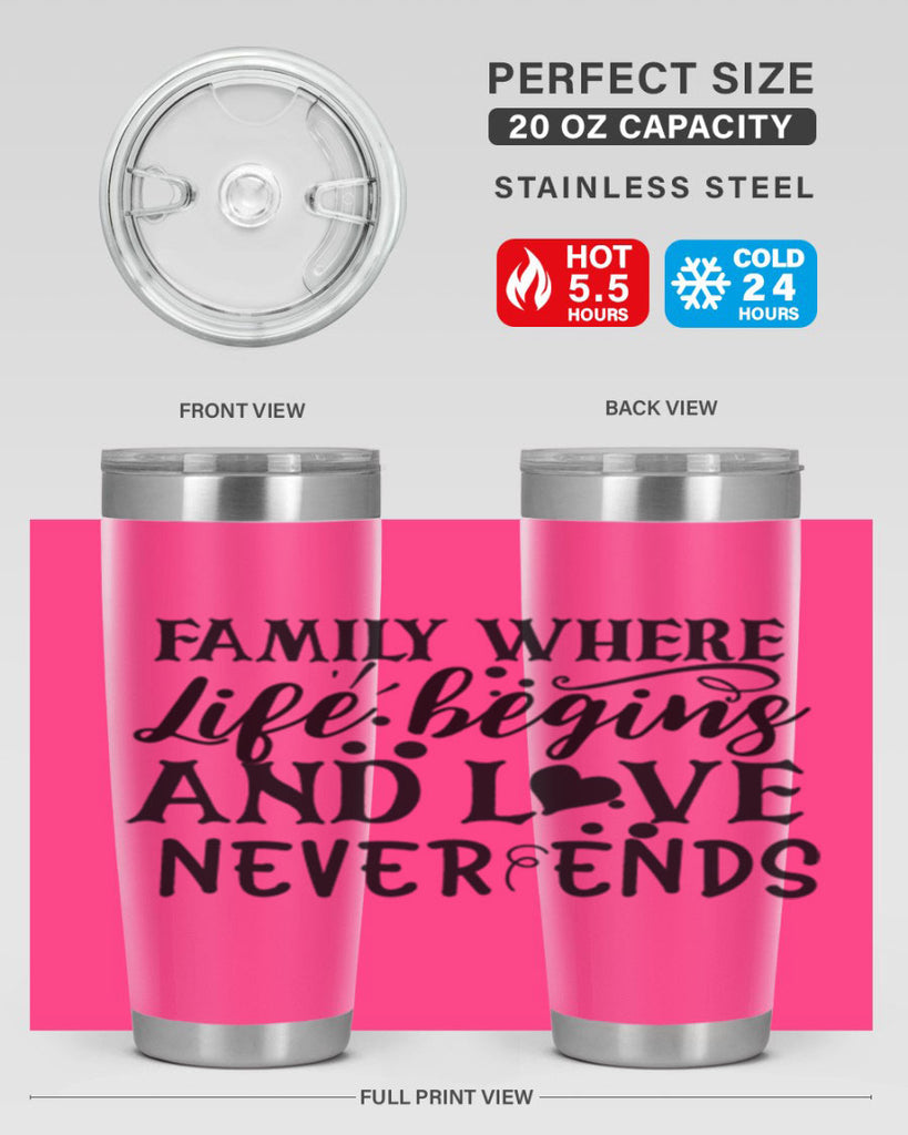 family where life begins and love never ends 33#- family- Tumbler