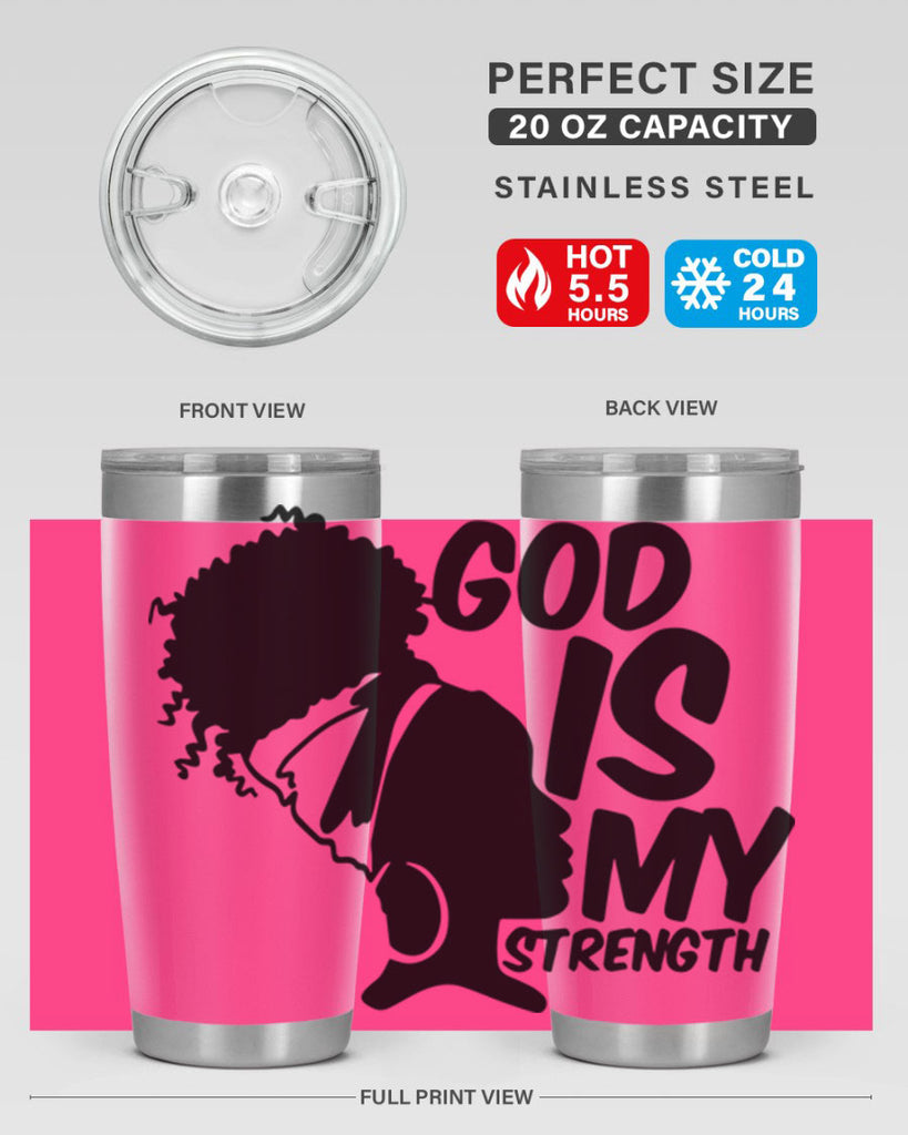 god is my strength- black words phrases- Cotton Tank