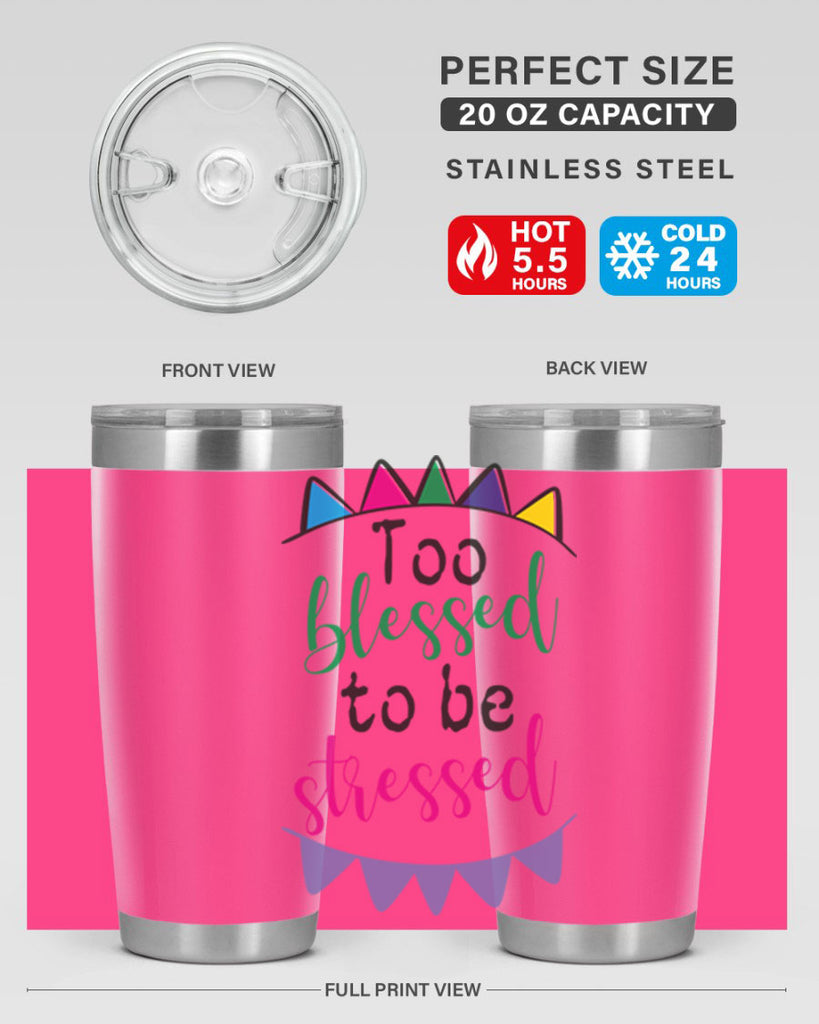 too blessed to be stressed- black words phrases- Cotton Tank