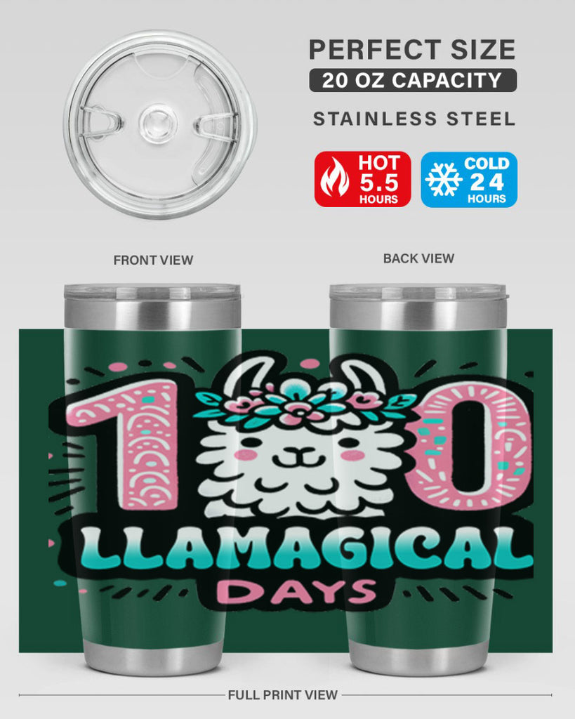 100 Llamagical Days Sublimation 35#- 100 days of school- Tumbler