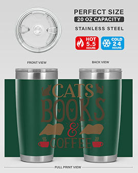 Cats Books Coffee Style 9#- cat- Tumbler