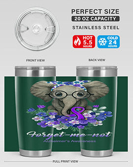 Forget me not Alzheimers Awareness Elephant Flower 150#- alzheimers- Tumbler