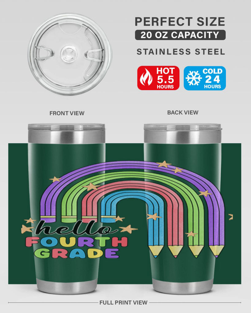 Hello 4th Grade Pencil Rainbow 12#- 4th  grade- Tumbler