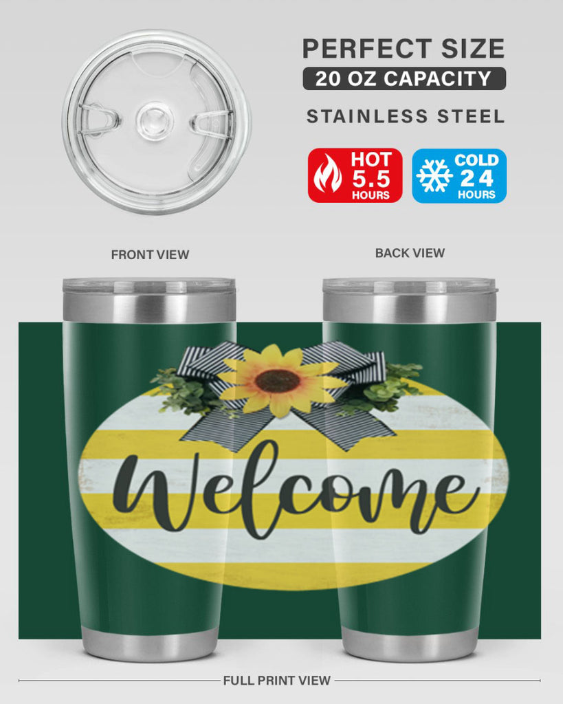 Welcome and Yellow strips Mockup564#- spring- Tumbler