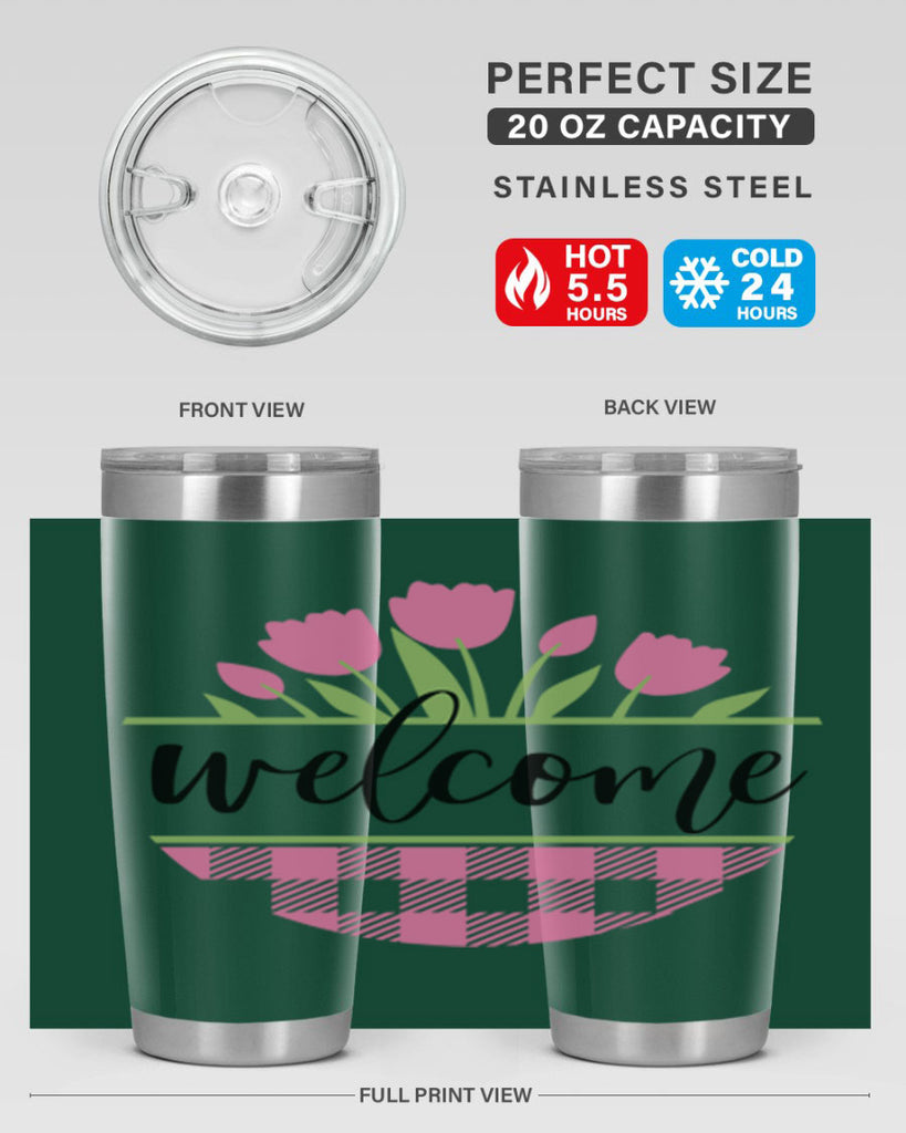 Welcome pink plaid575#- spring- Tumbler