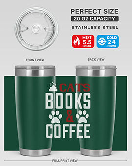 cats books and coffee Style 38#- cat- Tumbler