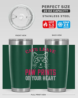 cats leave paw prints on your heart Style 39#- cat- Tumbler