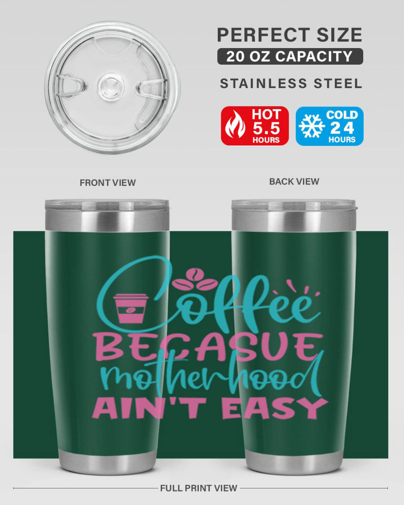 coffee becasue motherhood aint easy 351#- mom- Tumbler