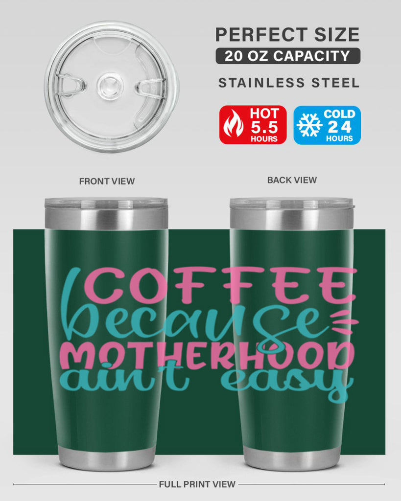 coffee becasue motherhood aint easy 352#- mom- Tumbler