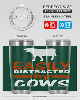 easily distracted by cows Style 4#- cow- Tumbler