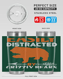 easily distracted by grizzly bears 10#- Bears- Tumbler