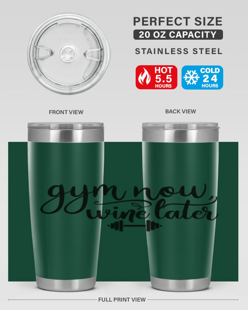gym now wine later 42#- gym- Tumbler