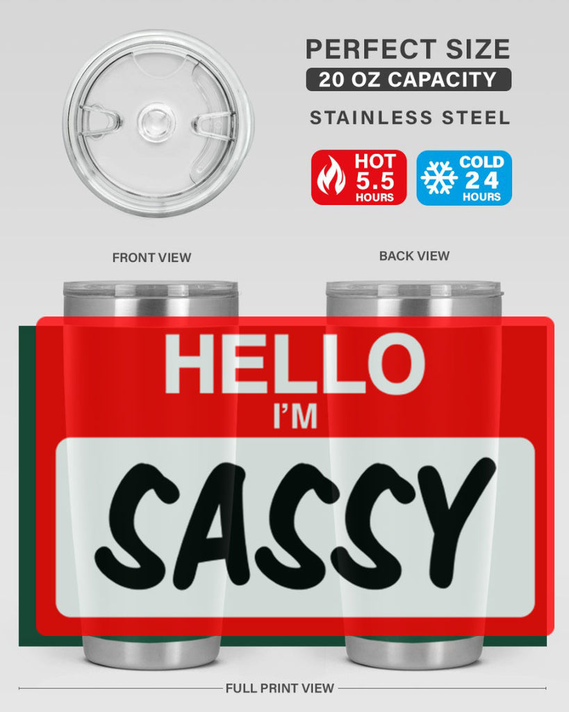 hello im sassy 129#- black words phrases- Cotton Tank