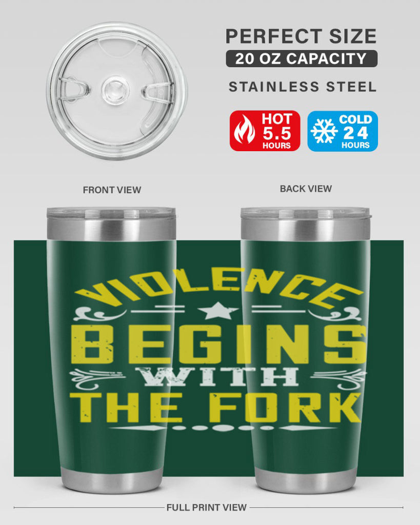 violence begins with the fork 11#- vegan- Tumbler