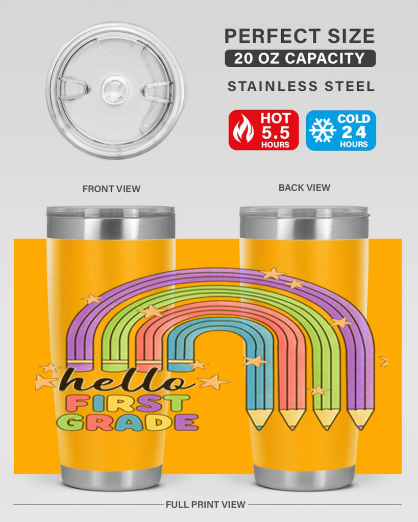 Hello 1st Grade Pencil Rainbow 14#- 1st grade- Tumbler