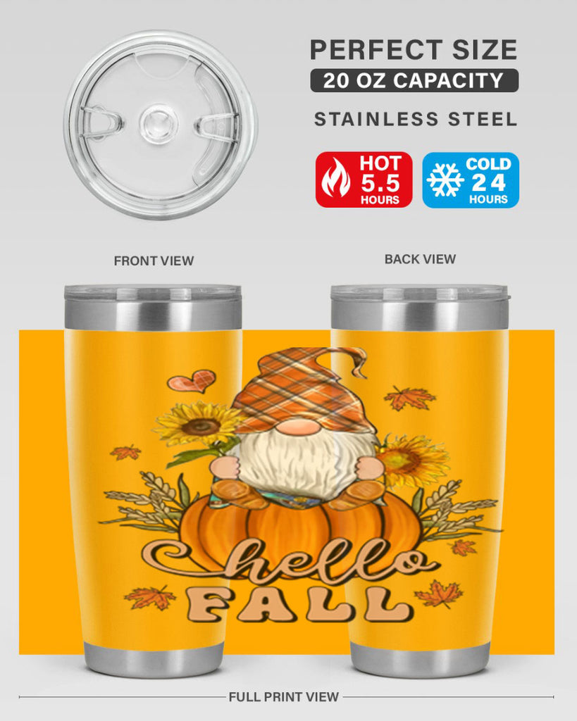 HelloFallAutumnGnome 298#- fall- Tumbler