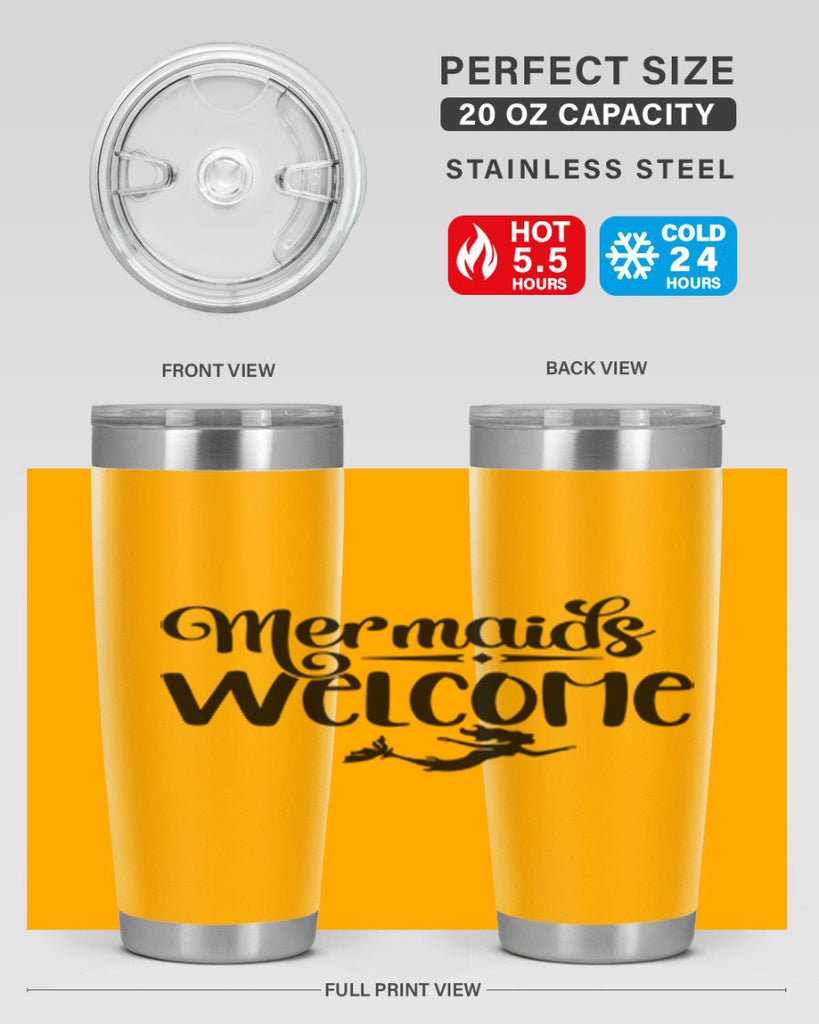 Mermaids Welcome 473#- mermaid- Tumbler