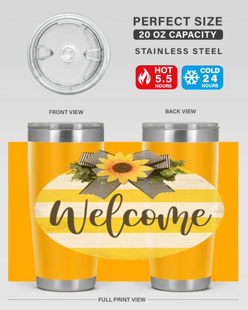 Welcome and Yellow strips Mockup564#- spring- Tumbler