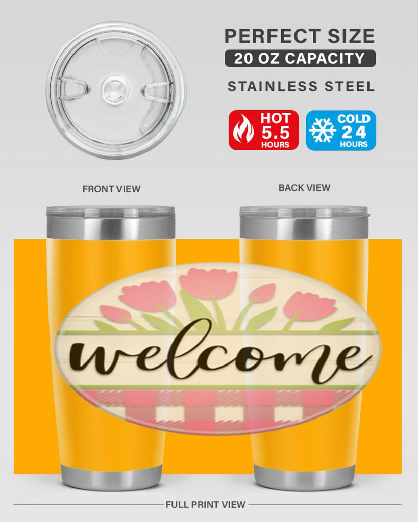 Welcome pink plaid Mockup574#- spring- Tumbler