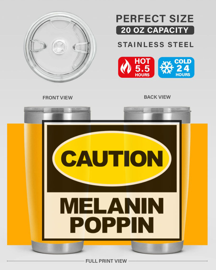 caution melanin poppin 188#- black words phrases- Cotton Tank