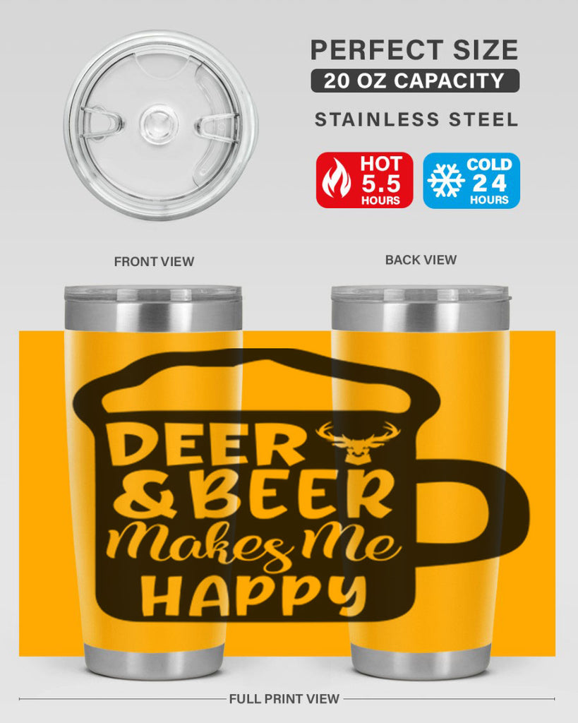 deer and beer makes me happy 17#- hunting- Tumbler