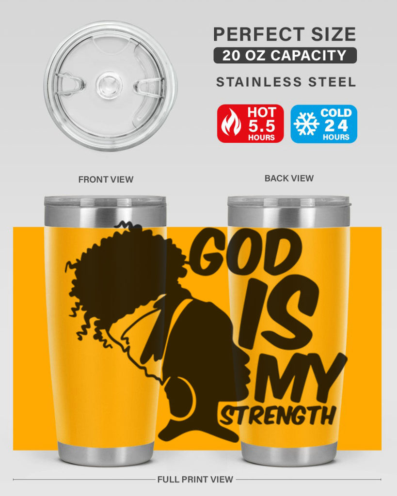 god is my strength- black words phrases- Cotton Tank