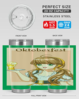 A beautiful girl with beer happy at celebrating the oktoberfest 87#- anime- Tumbler