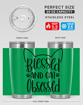 Blessed And Cat Obsessed Style 79#- cat- Tumbler