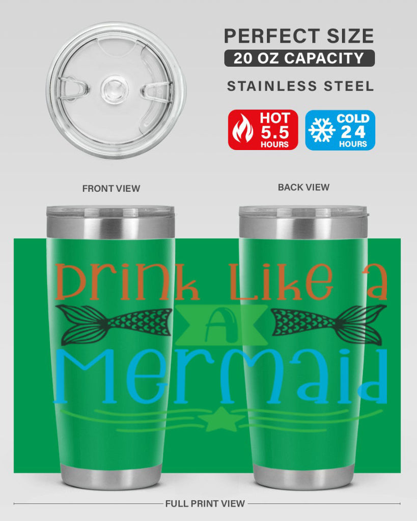 Drink Like A Mermaid 146#- mermaid- Tumbler