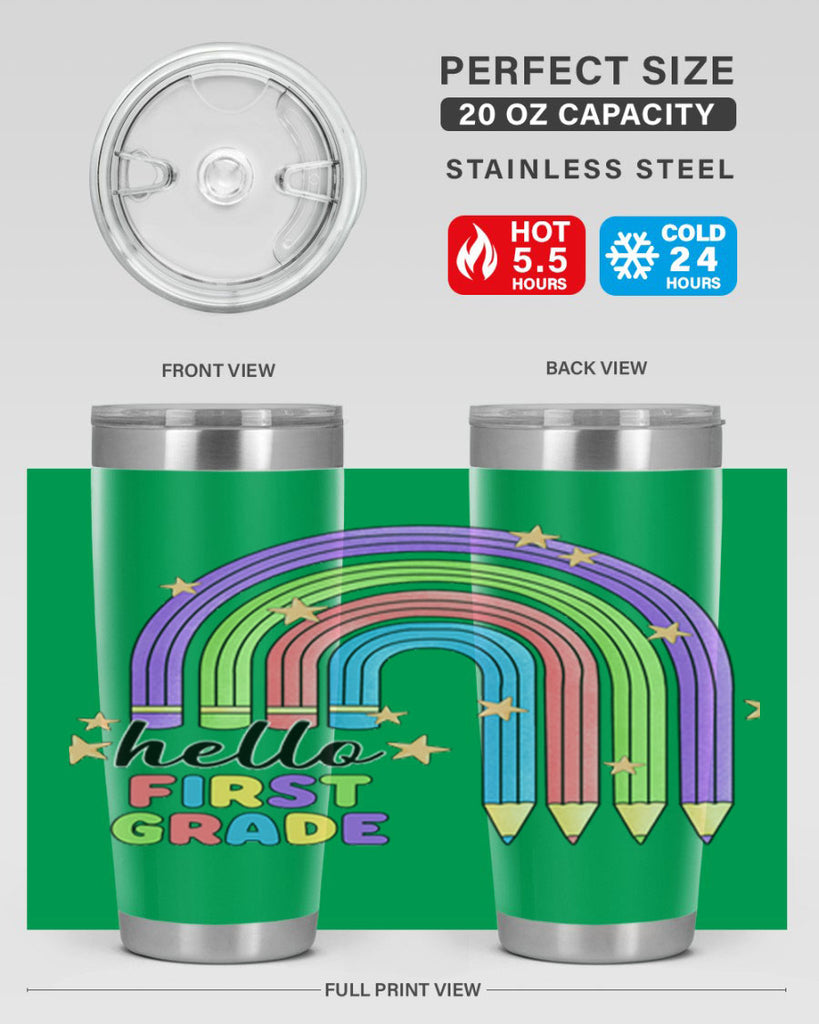 Hello 1st Grade Pencil Rainbow 14#- 1st grade- Tumbler