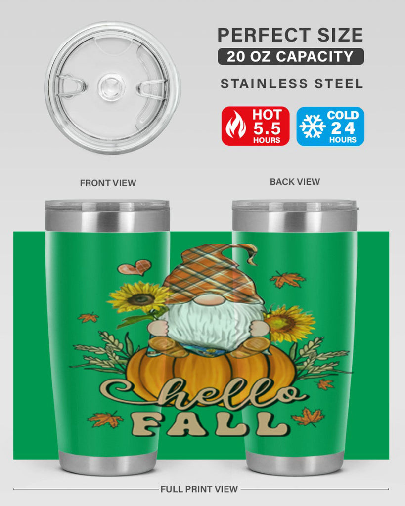HelloFallAutumnGnome 298#- fall- Tumbler