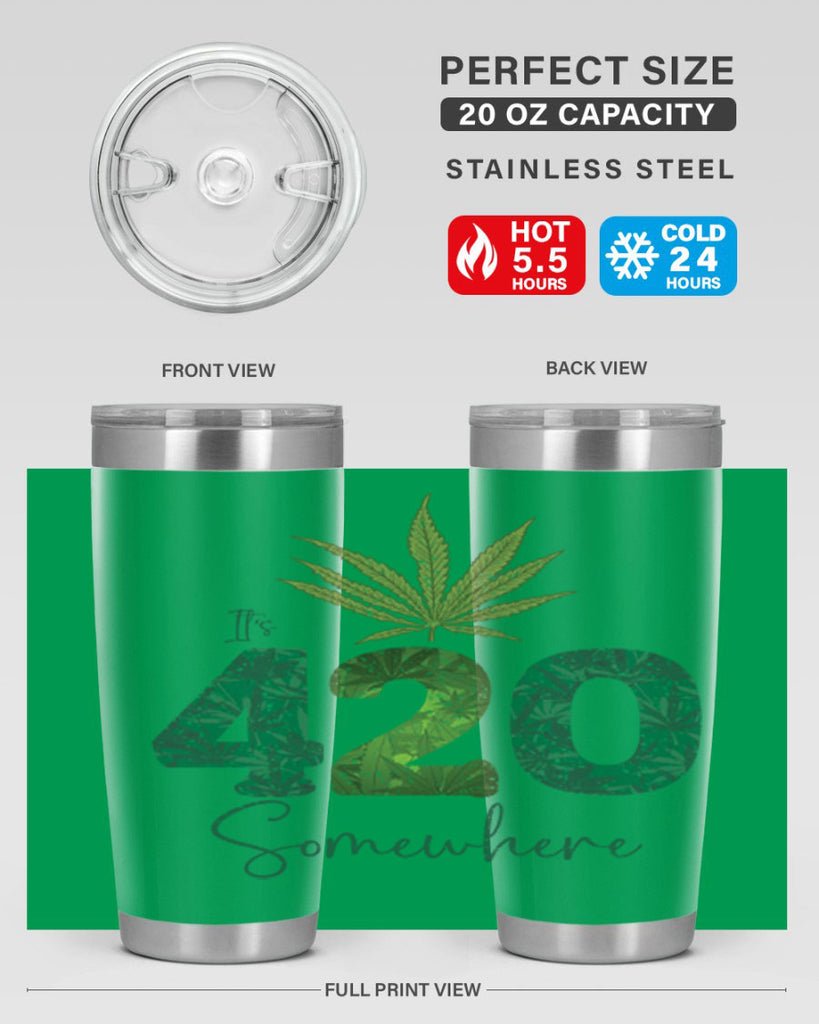 Its 420 Somewhere Sublimation 159#- marijuana- Tumbler