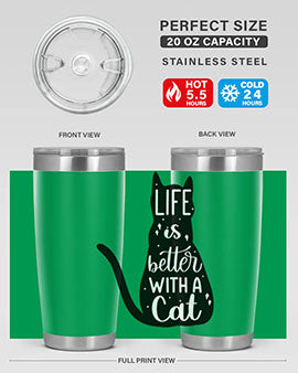 Life Is Better With A Cat Style 98#- cat- Tumbler