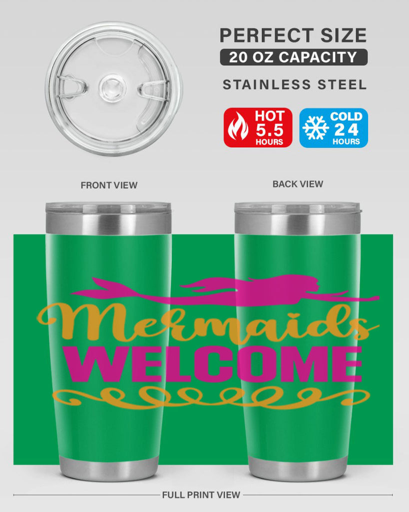 Mermaids Welcome 472#- mermaid- Tumbler