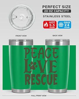 Peace Love Rescue Style 23#- cat- Tumbler