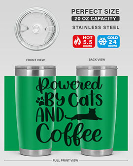 Powered By Cats And Coffee Style 102#- cat- Tumbler