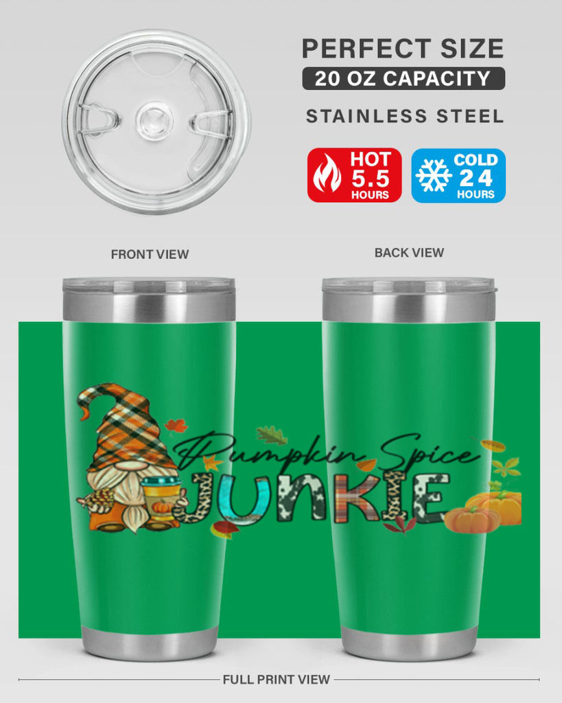 PumpkinSpiceJunkieFallGnome 567#- fall- Tumbler