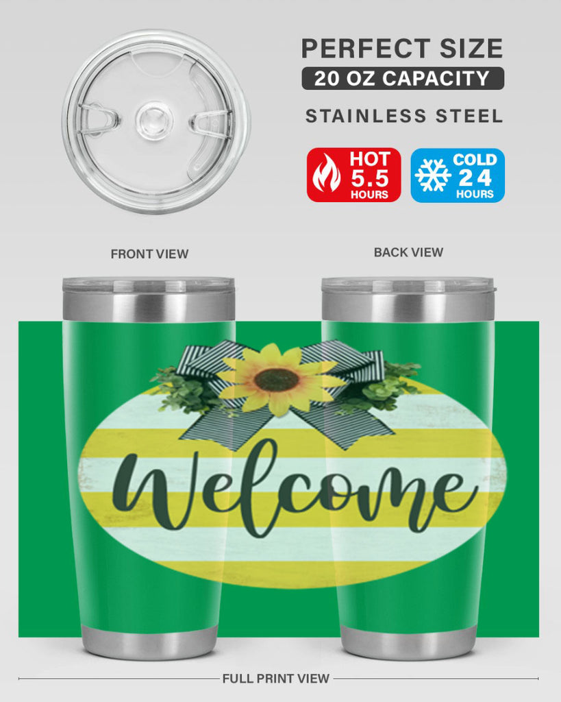 Welcome and Yellow strips Mockup564#- spring- Tumbler