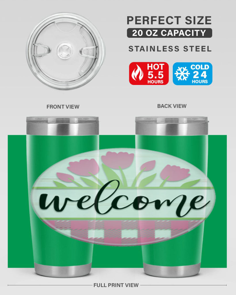 Welcome pink plaid Mockup574#- spring- Tumbler