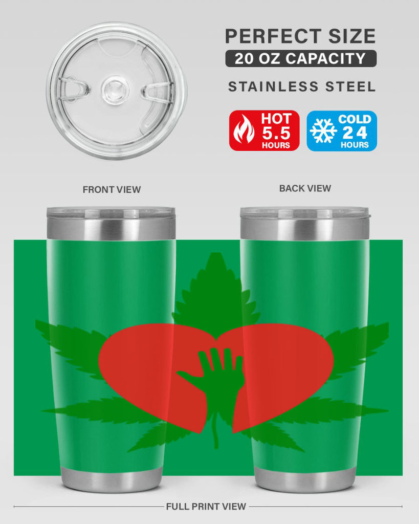 cannabis heart with hand 45#- marijuana- Tumbler