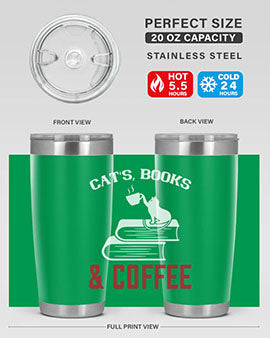 cats book and coffee Style 37#- cat- Tumbler