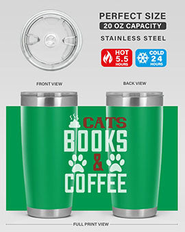 cats books and coffee Style 38#- cat- Tumbler