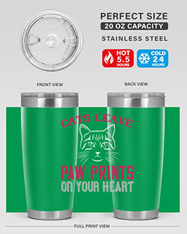 cats leave paw prints on your heart Style 39#- cat- Tumbler