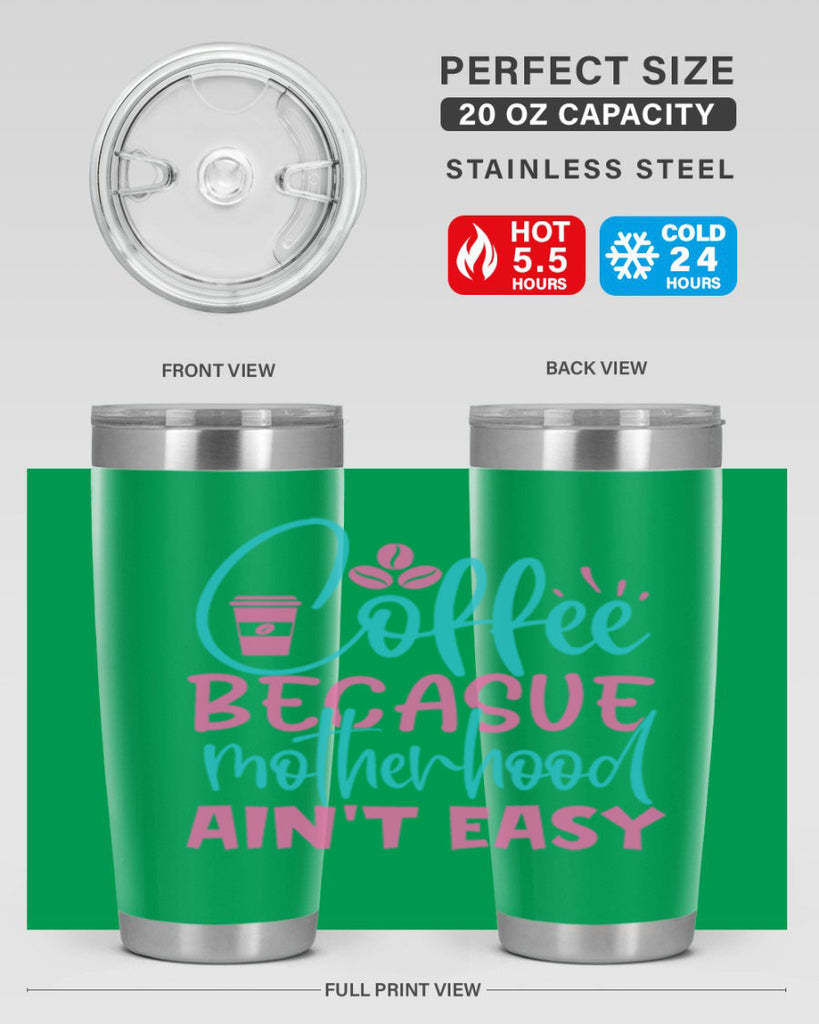 coffee becasue motherhood aint easy 351#- mom- Tumbler