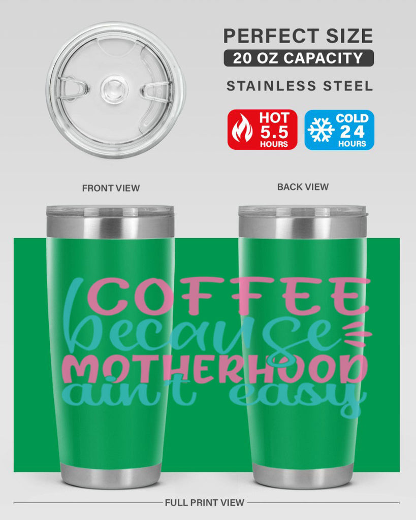 coffee becasue motherhood aint easy 352#- mom- Tumbler