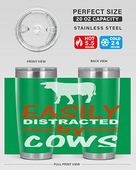 easily distracted by cows Style 4#- cow- Tumbler