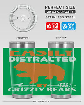 easily distracted by grizzly bears 10#- Bears- Tumbler