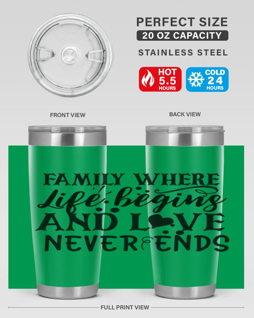 family where life begins and love never ends 33#- family- Tumbler