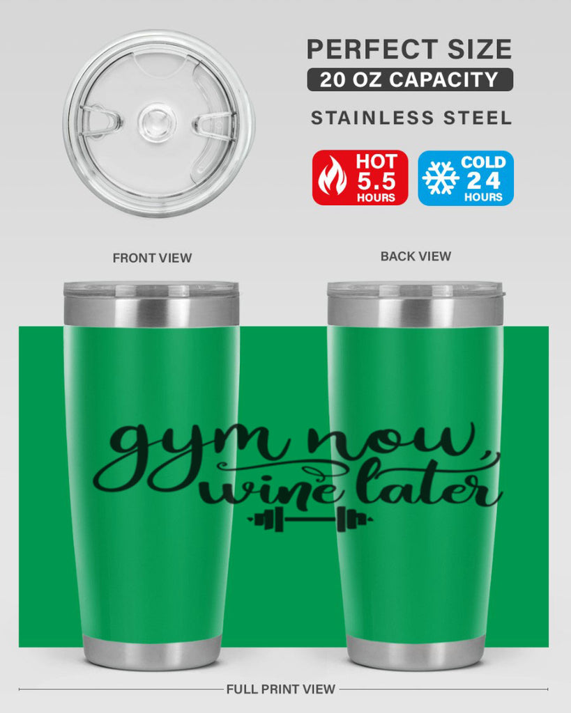 gym now wine later 42#- gym- Tumbler